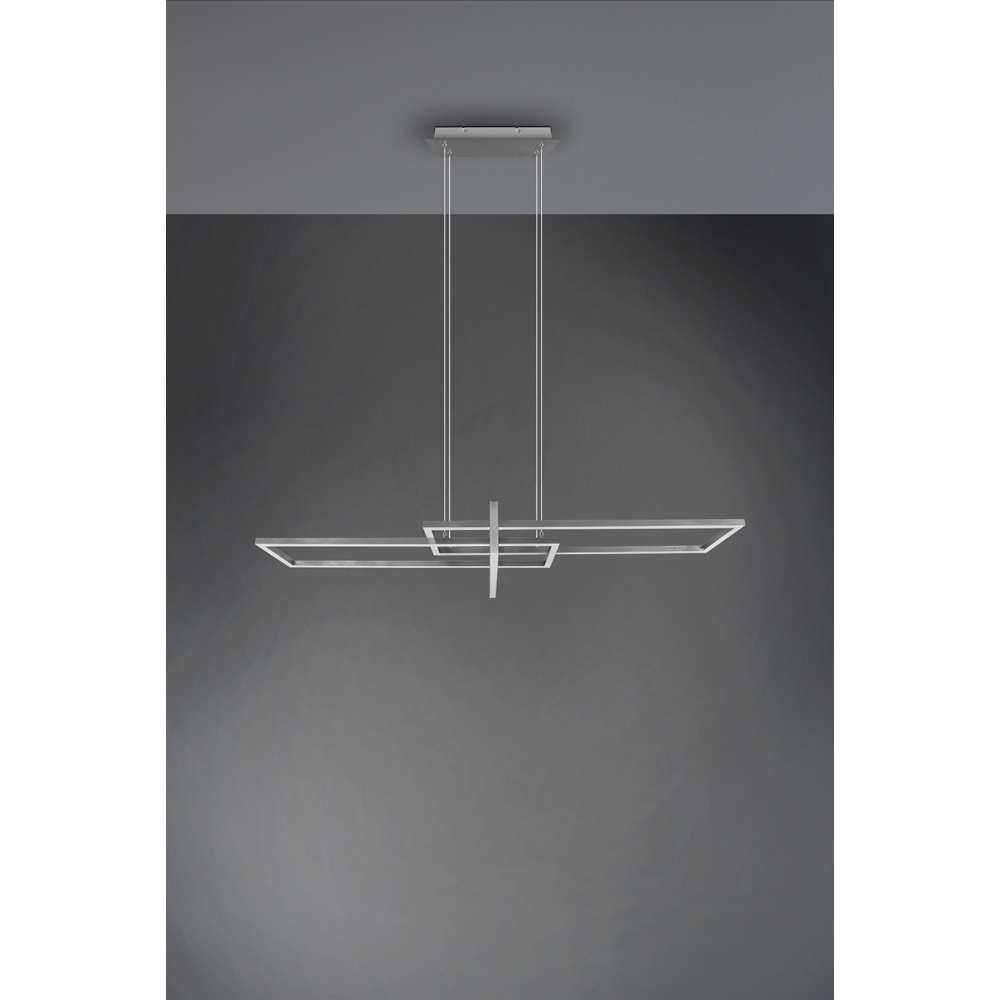 TRIO Salinas Matt Nickel Rectangular LED Pendant Light Image 6