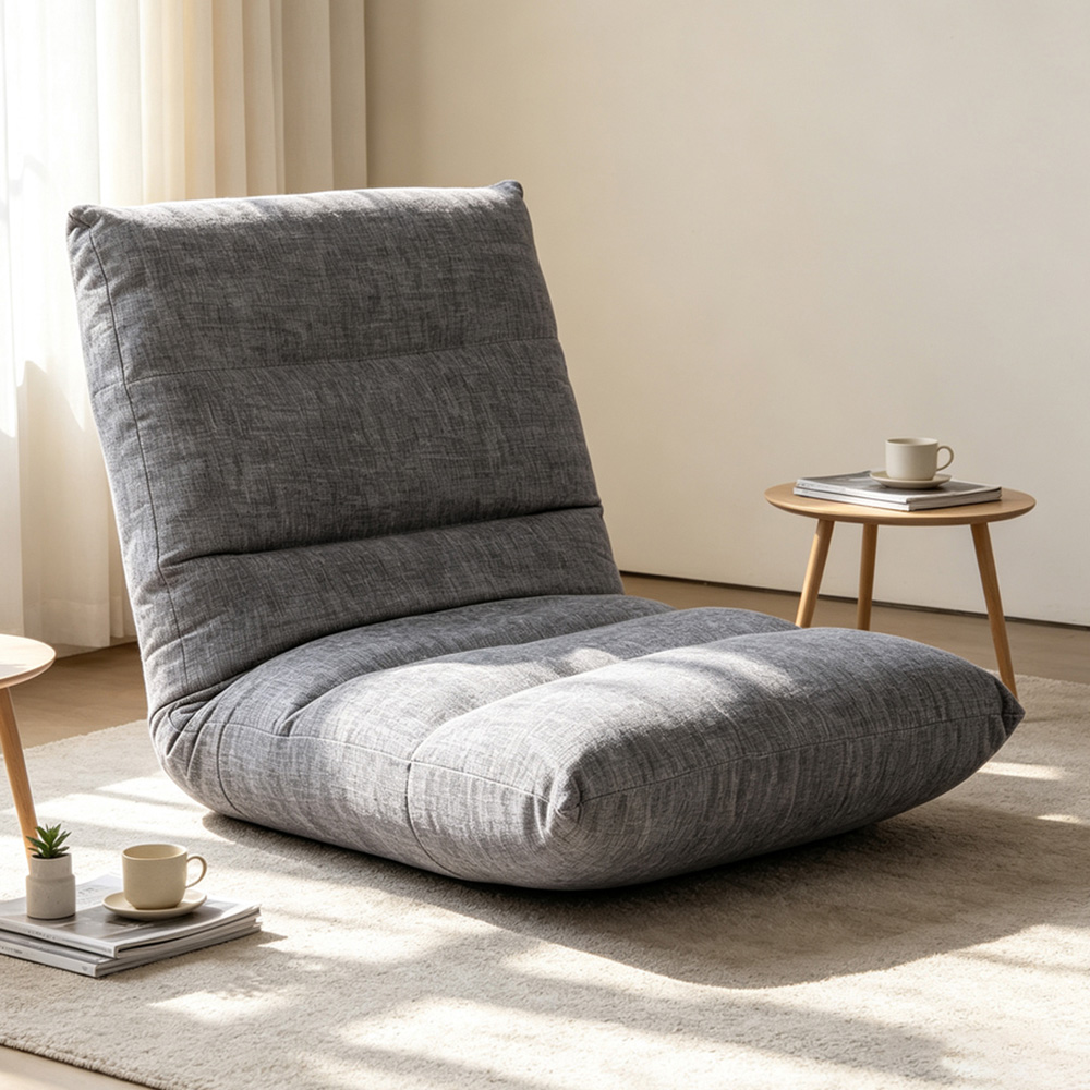 Living and Home Grey Chenille 14-Position Reclining Floor Chair Image 1
