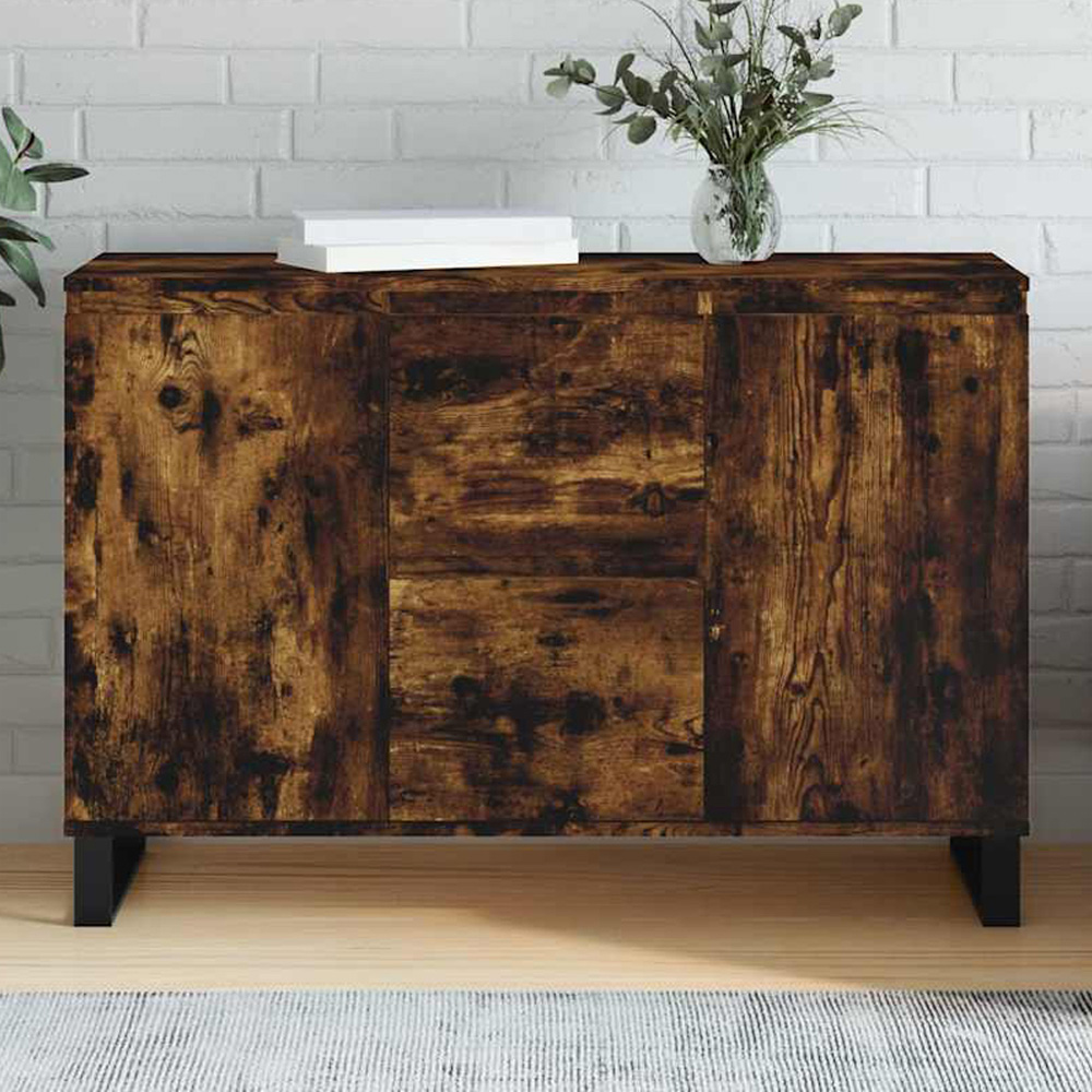 vidaXL 2 Door 2 Drawer Smoked Oak Sideboard Image 1