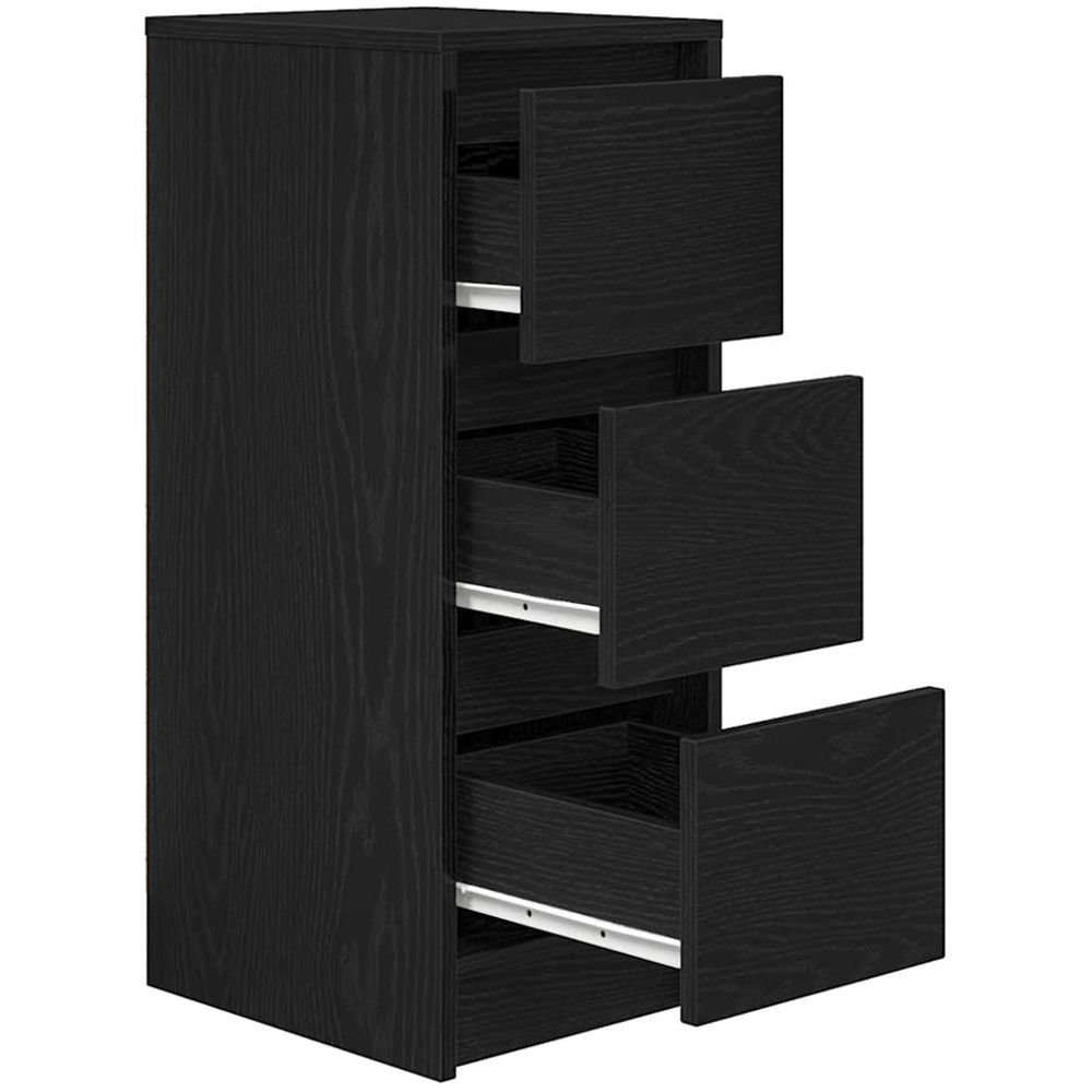 vidaXL 3 Drawer Black Oak Wooden Sideboard Image 5