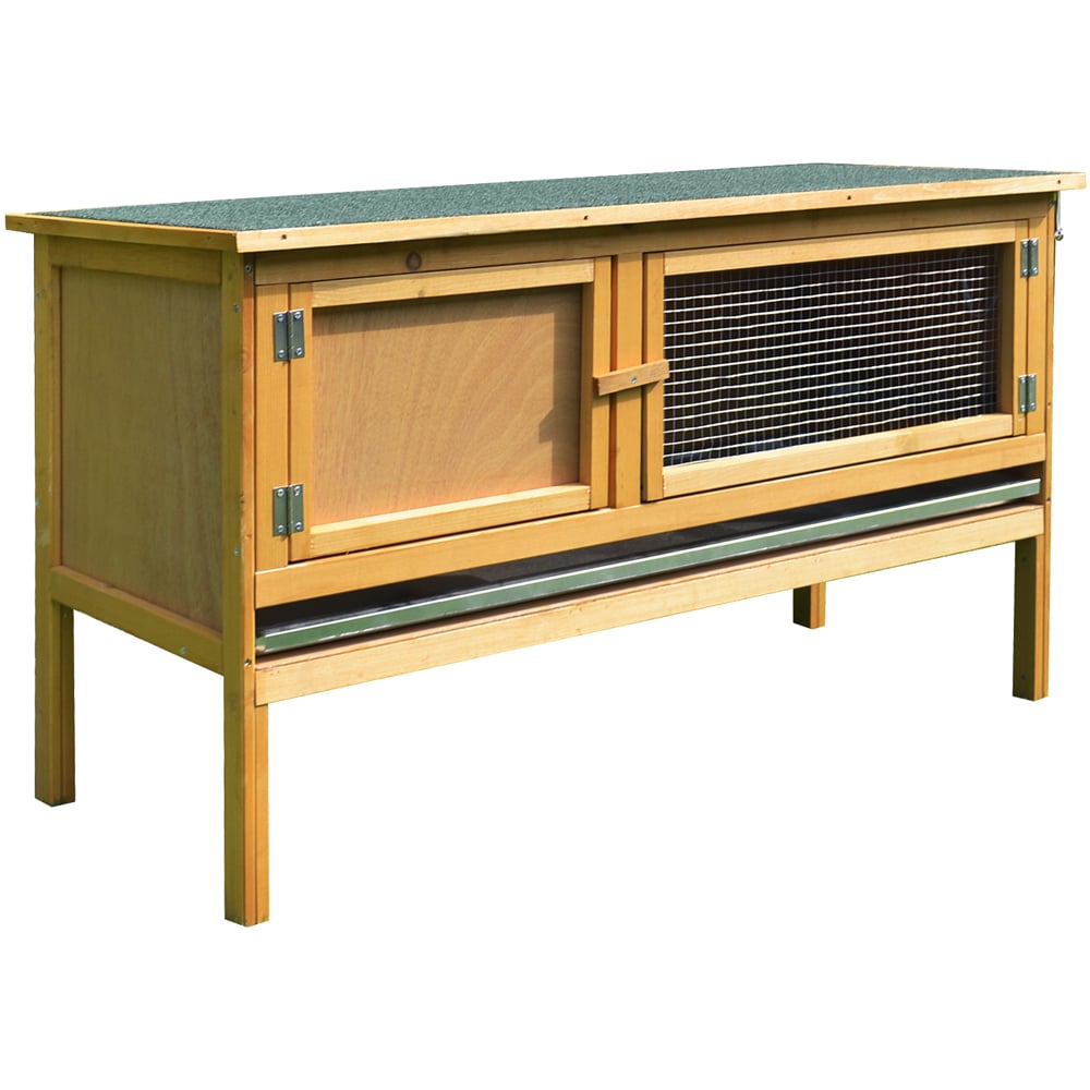 PawHut Wooden Rabbit Hutch with Hinged Top Image 1