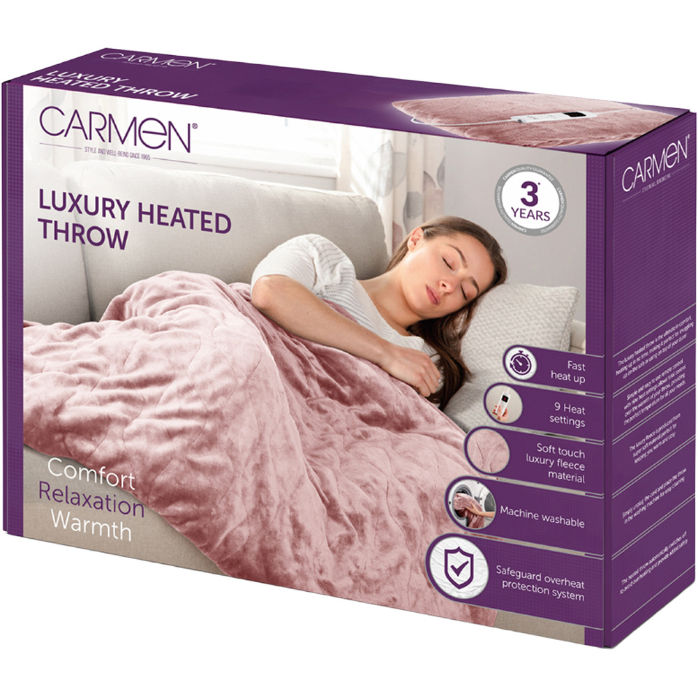 Carmen Pink Fleece Electric Heated Throw Over Blanket 160 x 130cm Image 2