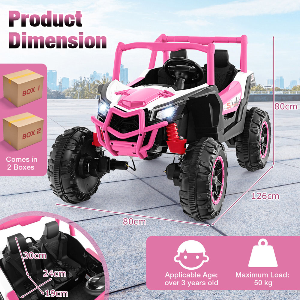Costway Kids Pink Ride On UTV Car with 4 Engine and Remote Control 24V Image 8