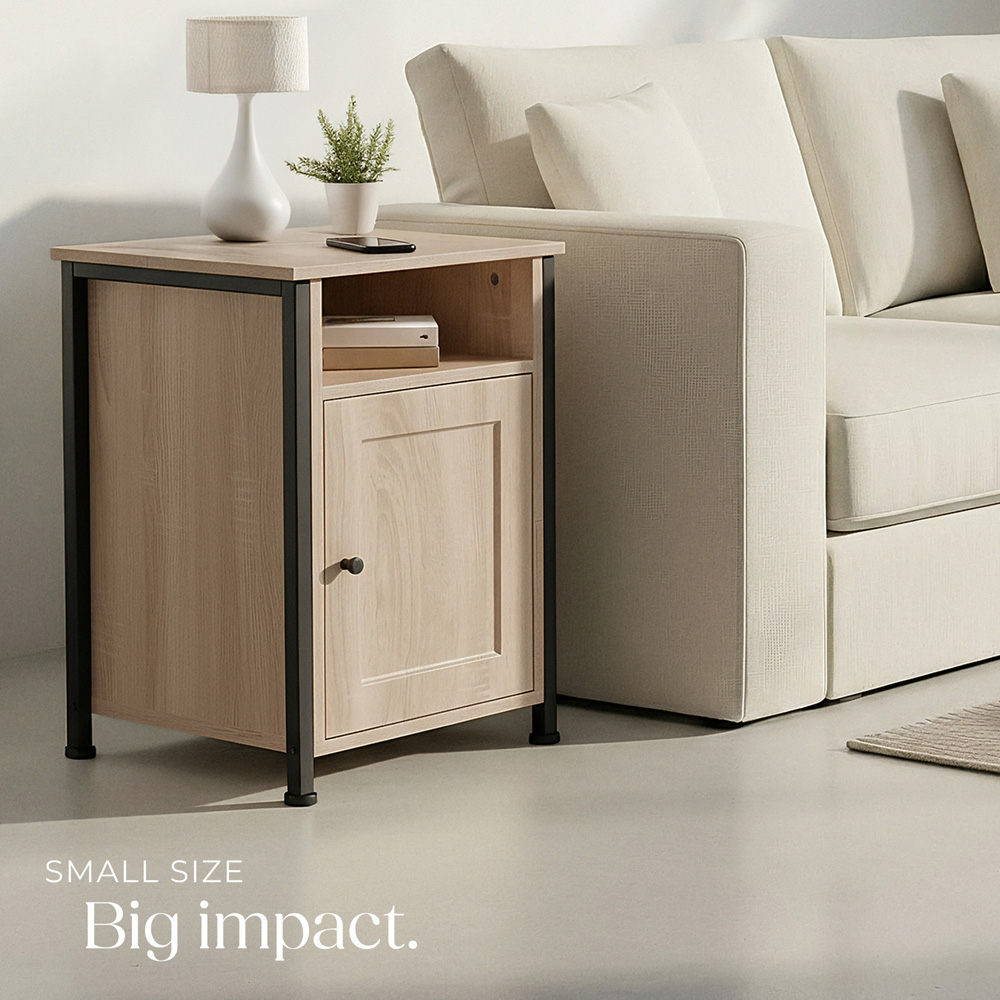 Tectake Blackburn Single Door Single Shelf Sonoma Oak Bedside Table Image 8