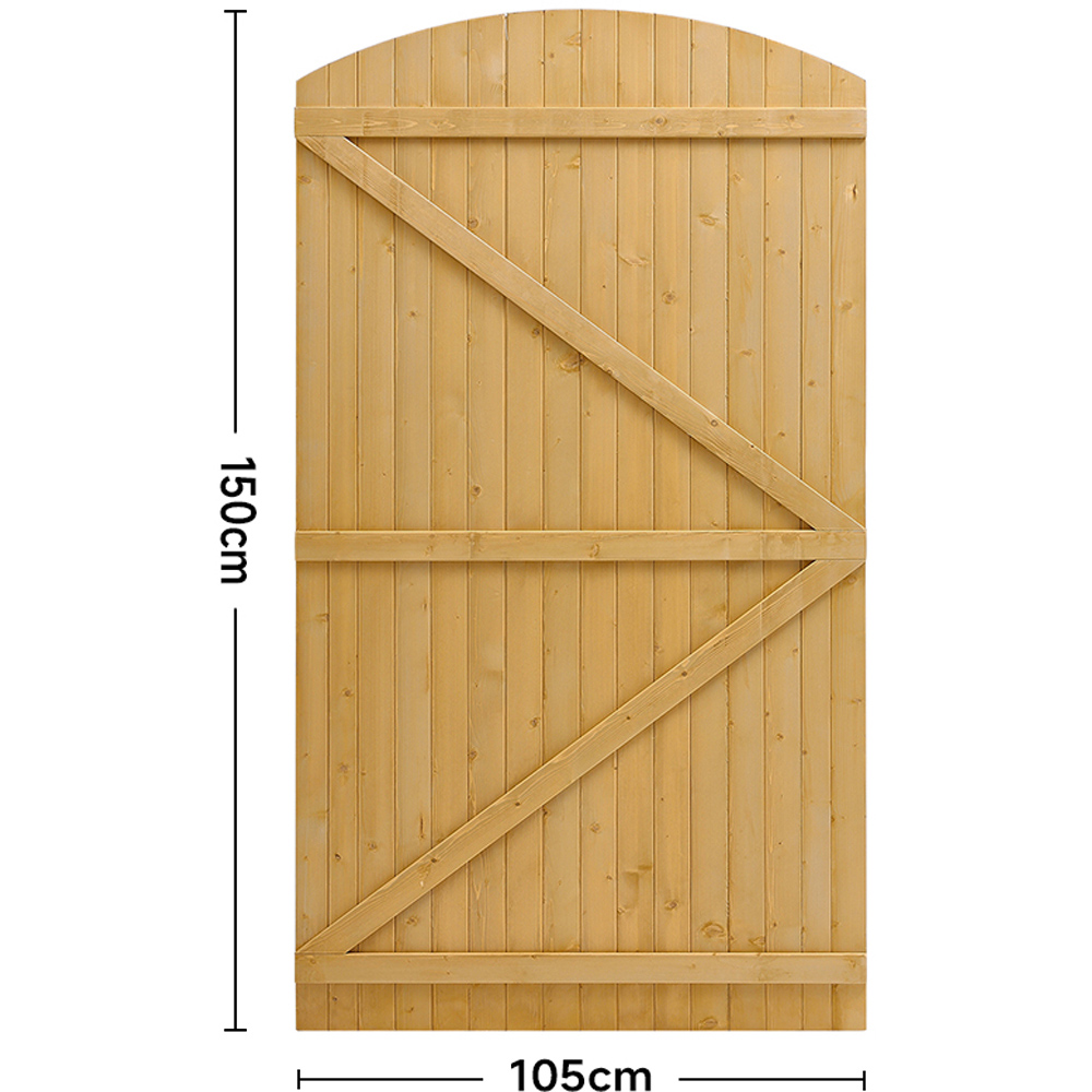 Living and Home 3.4 x 4.9ft Semi Braced Arched Top Wooden Garden Gate Image 4