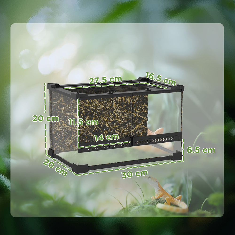 PawHut Black Stone Background Glass Reptile Terrarium 10L Image 9