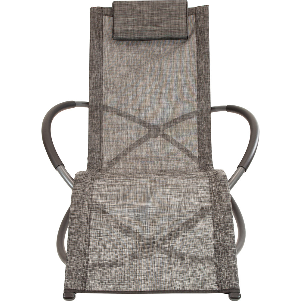 GardenKraft Louis Textile Black and Grey Rocking Lounger Image 3