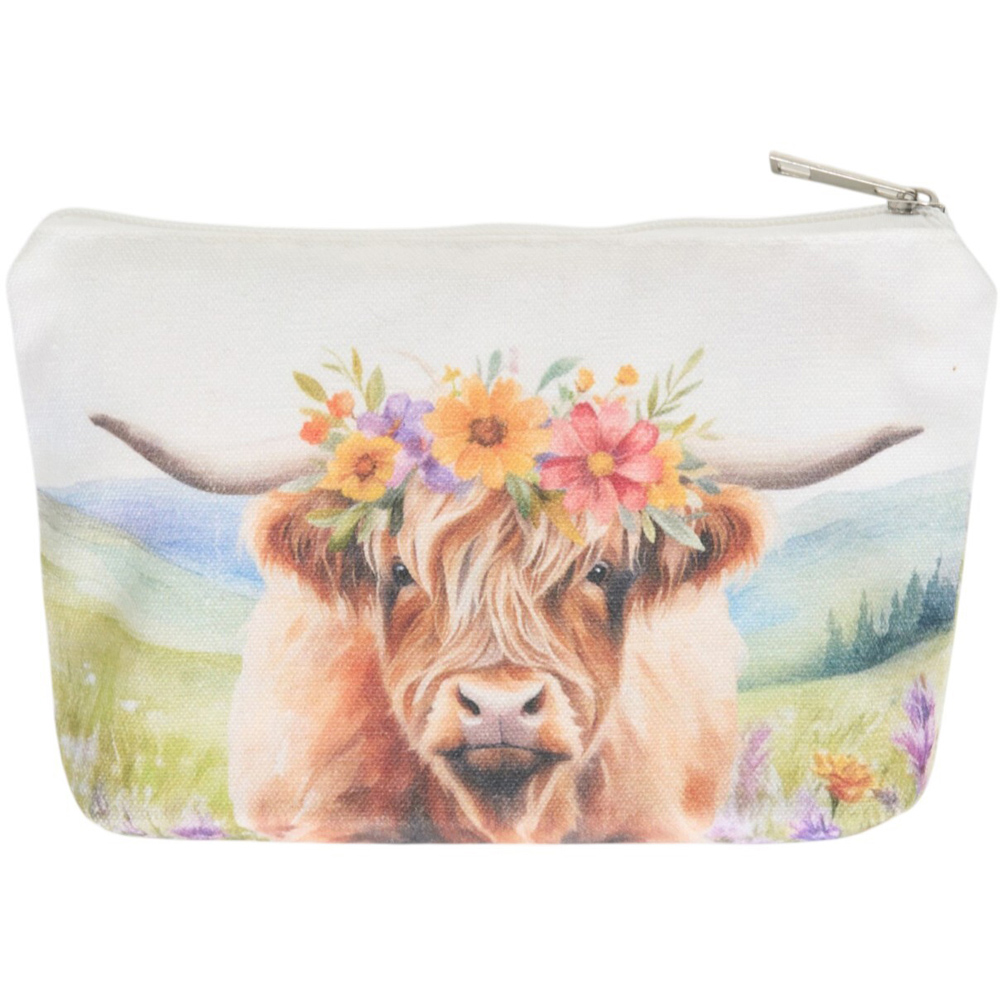 Floral Highland Cow Pencil Case Image 2