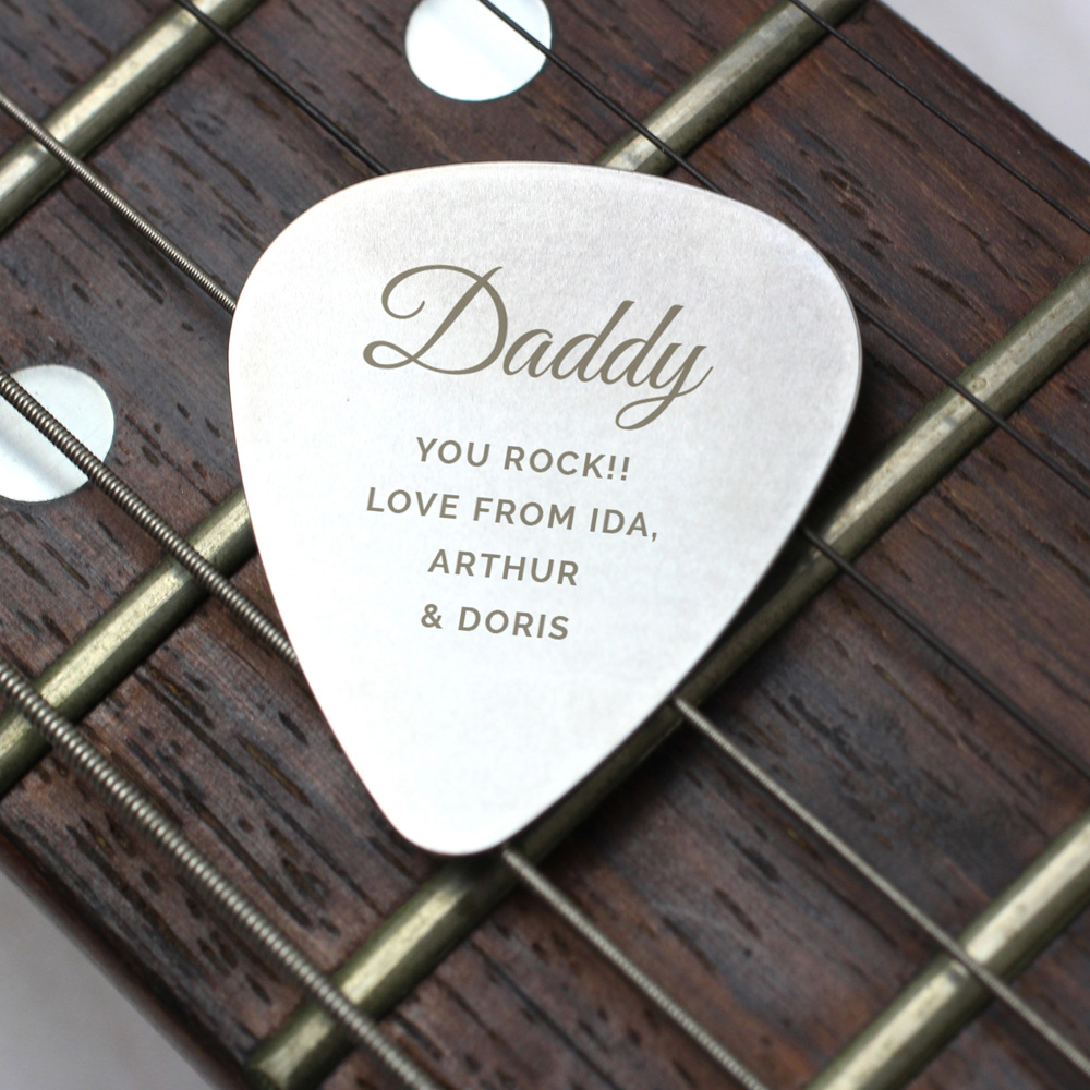Personalised Memento Personalised Free Text Big Name Silver Plectrum Image 2