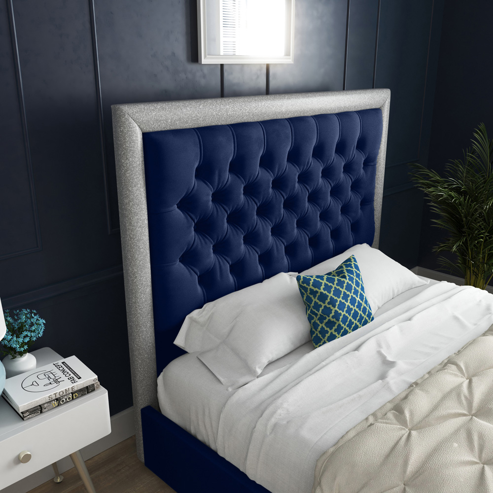 DS Living Cheltenham Super King Size Glitter and Blue Velvet Bed Frame Image 2