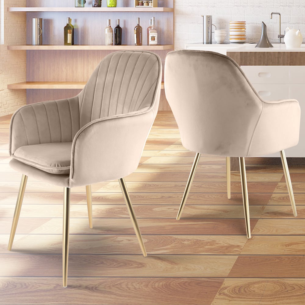 Pair of Muse Accent Chairs in Velvet Upholstery - Taupe Image 1