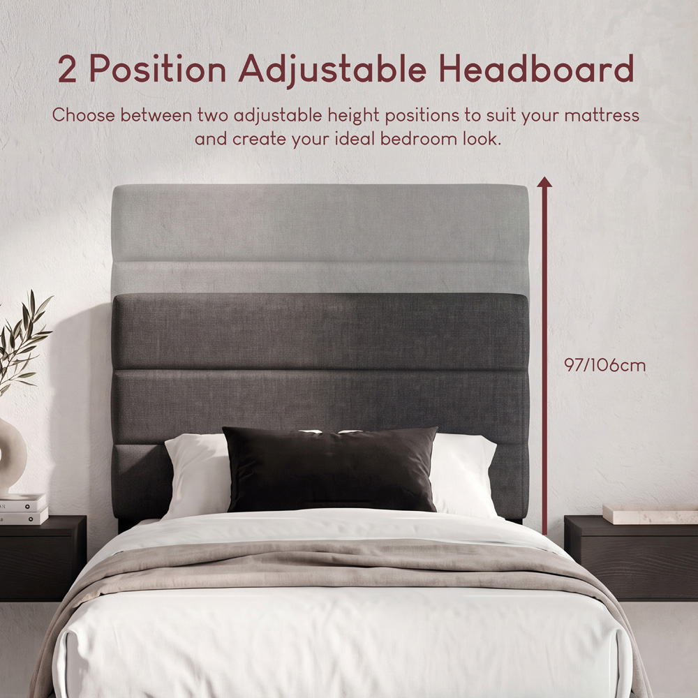 VIDA DESIGNS Vandura Single Dark Grey Linen Fabric Bed with Memory Foam Bonnell Spring Mattress Image 7