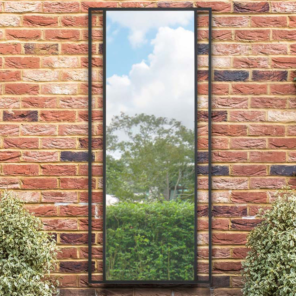 MirrorOutlet The Genestra Black Modern Wall and Leaner Garden Mirror 180 x 80cm Image 2