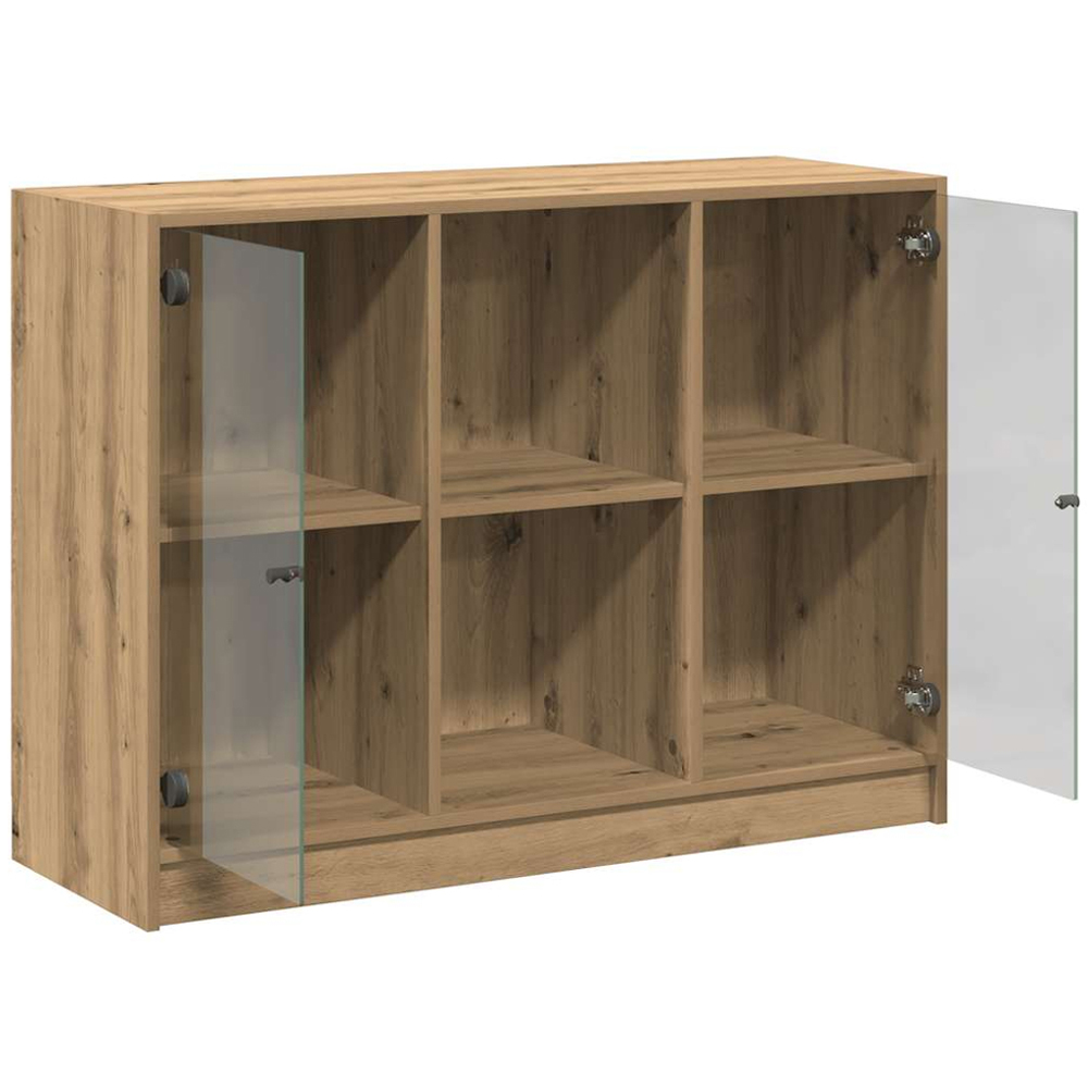 vidaXL 2 Glass Door 2 Shelf Artisan Oak Sideboard Image 4