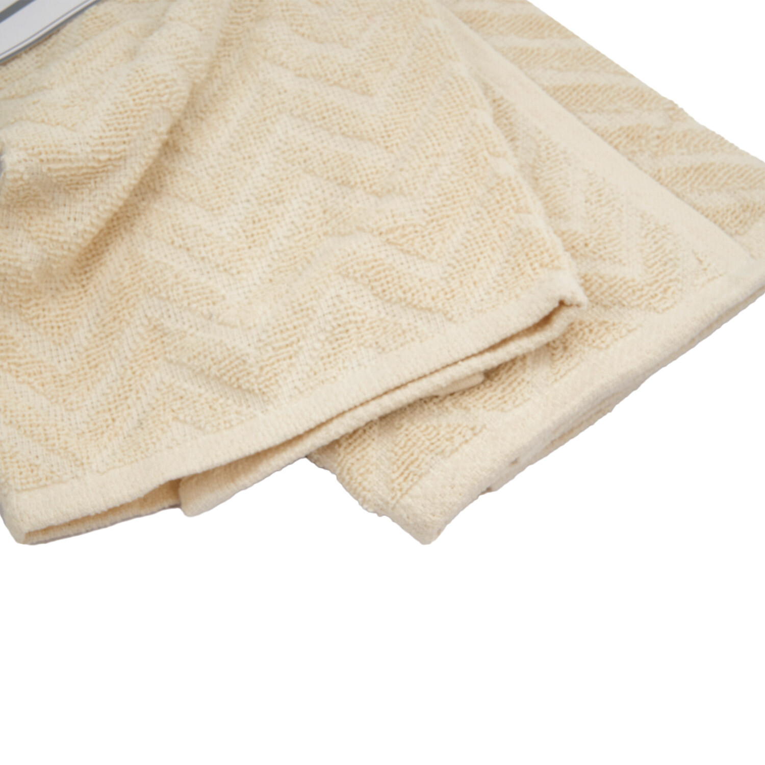 Pack of 2 Jacquard Terry Kitchen Towels - Cream Image 2