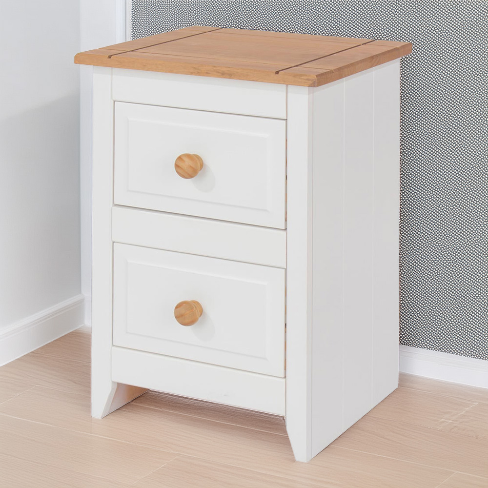 Capri 2 Drawer White Petite Bedside Table Image 1