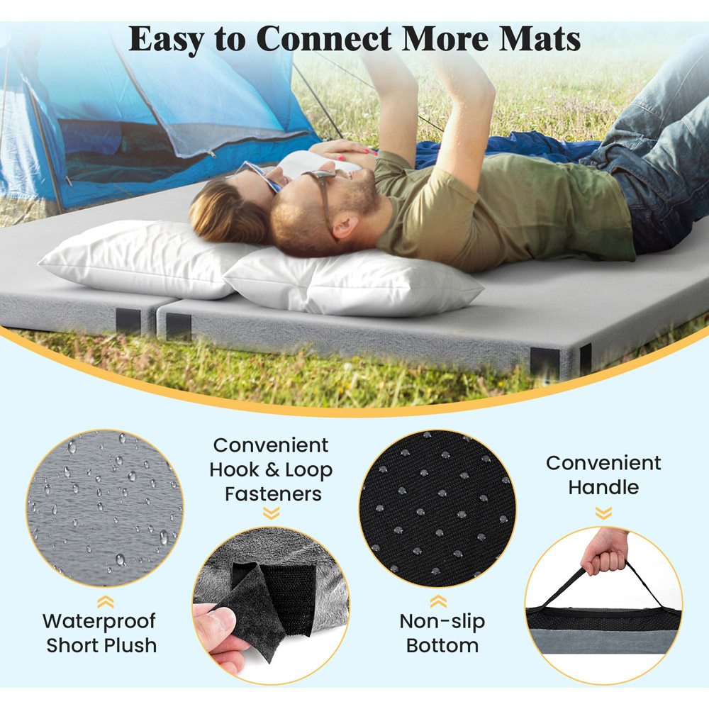 Costway Grey High Density Foam Foldable Camping Mattress with Carrying Bag Image 5