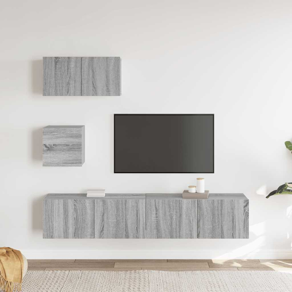 vidaXL 7 Door Grey Sonoma Wall Mounted TV Cabinet Image 9
