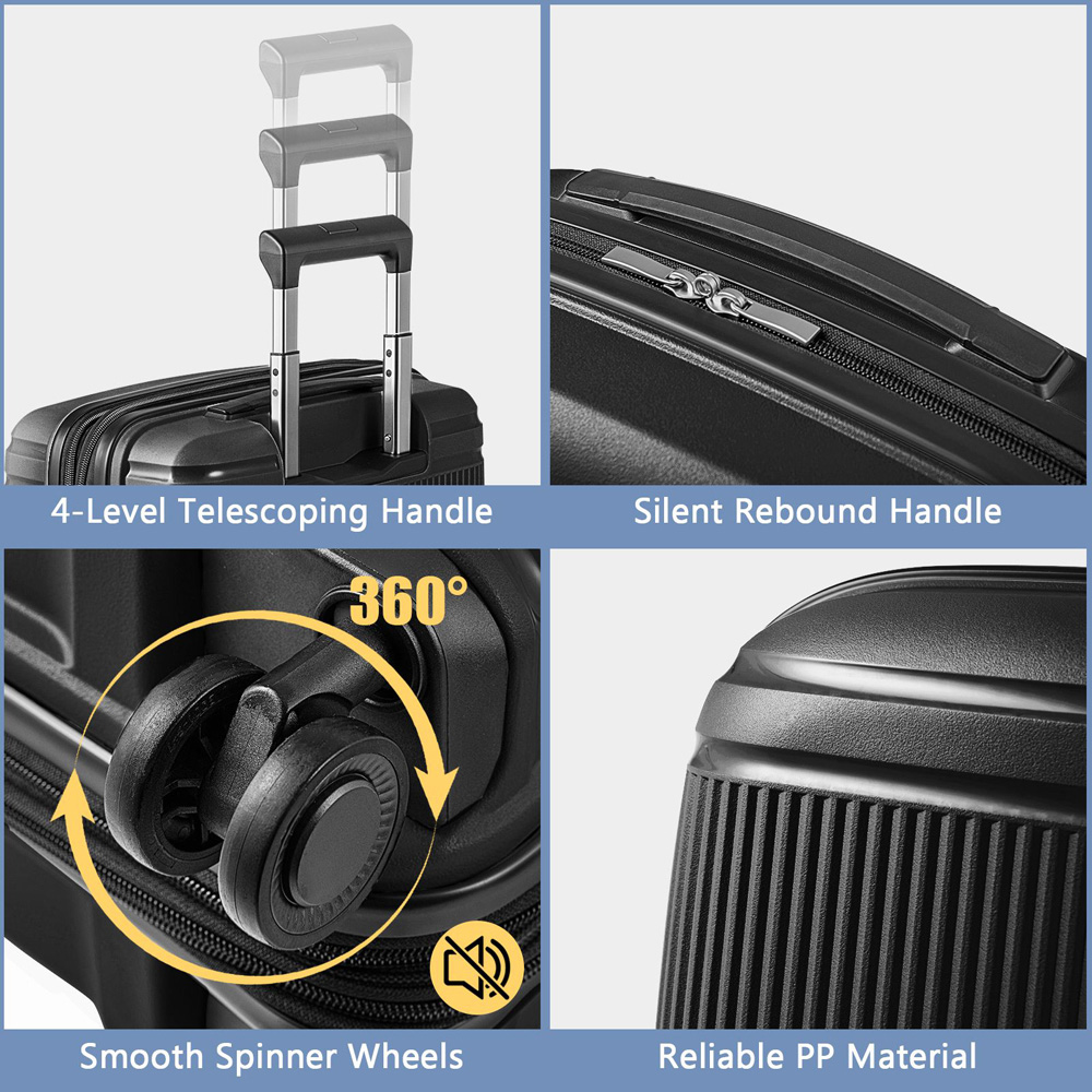 Costway Set of 2 Black Cosmetic Case Luggage Set Image 8
