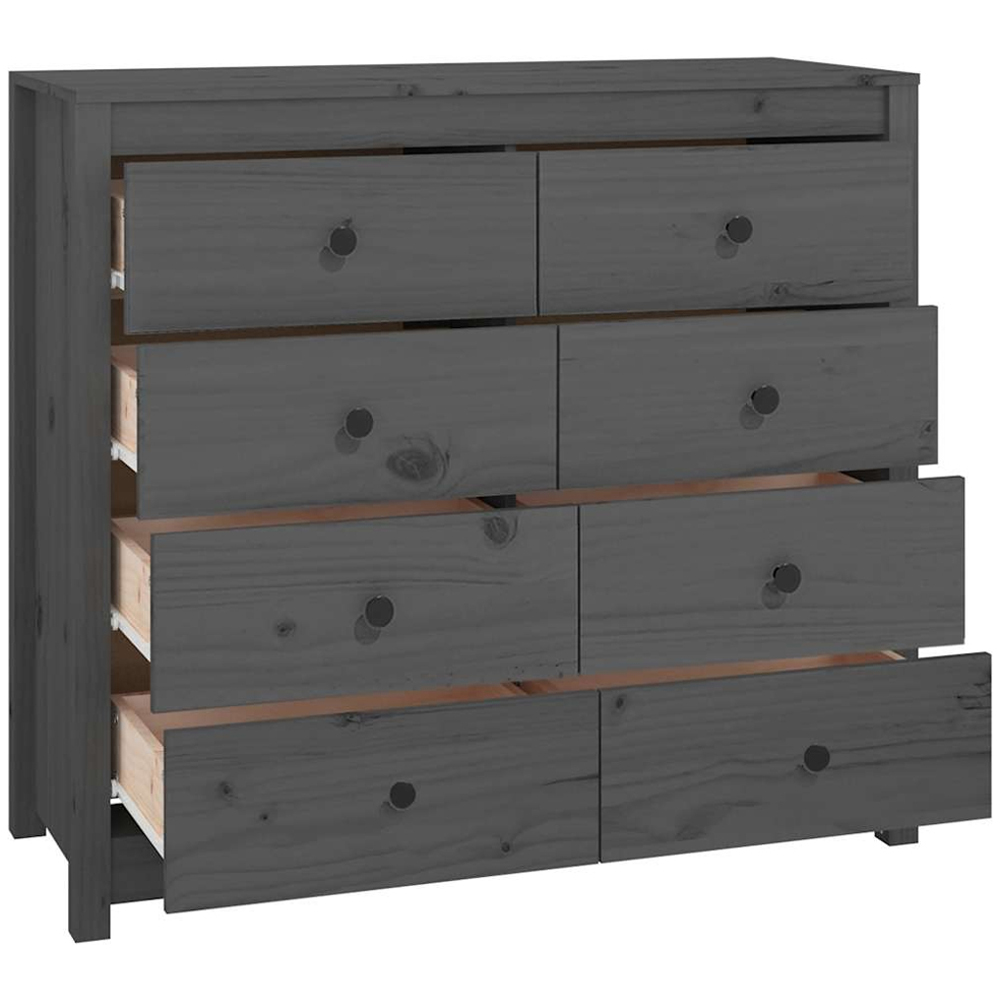 vidaXL 8 Drawer Grey Solid Pine Wood Sideboard Image 3