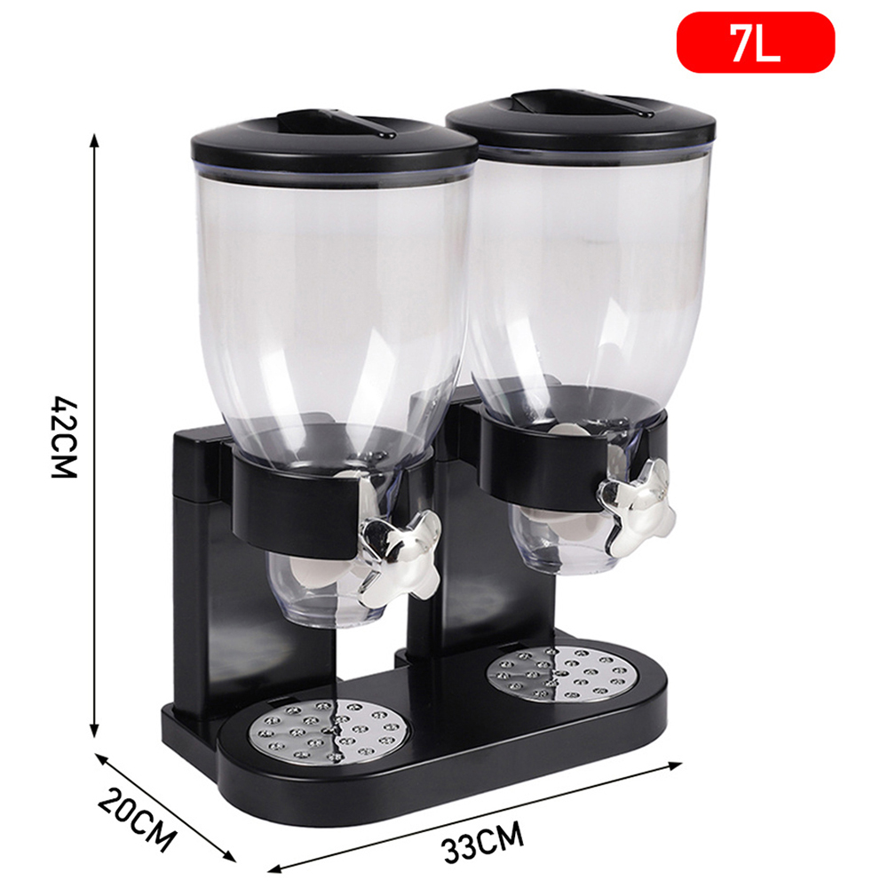 Living and Home Black Kitchen Double Head Dry Food Dispenser 7L Image 3