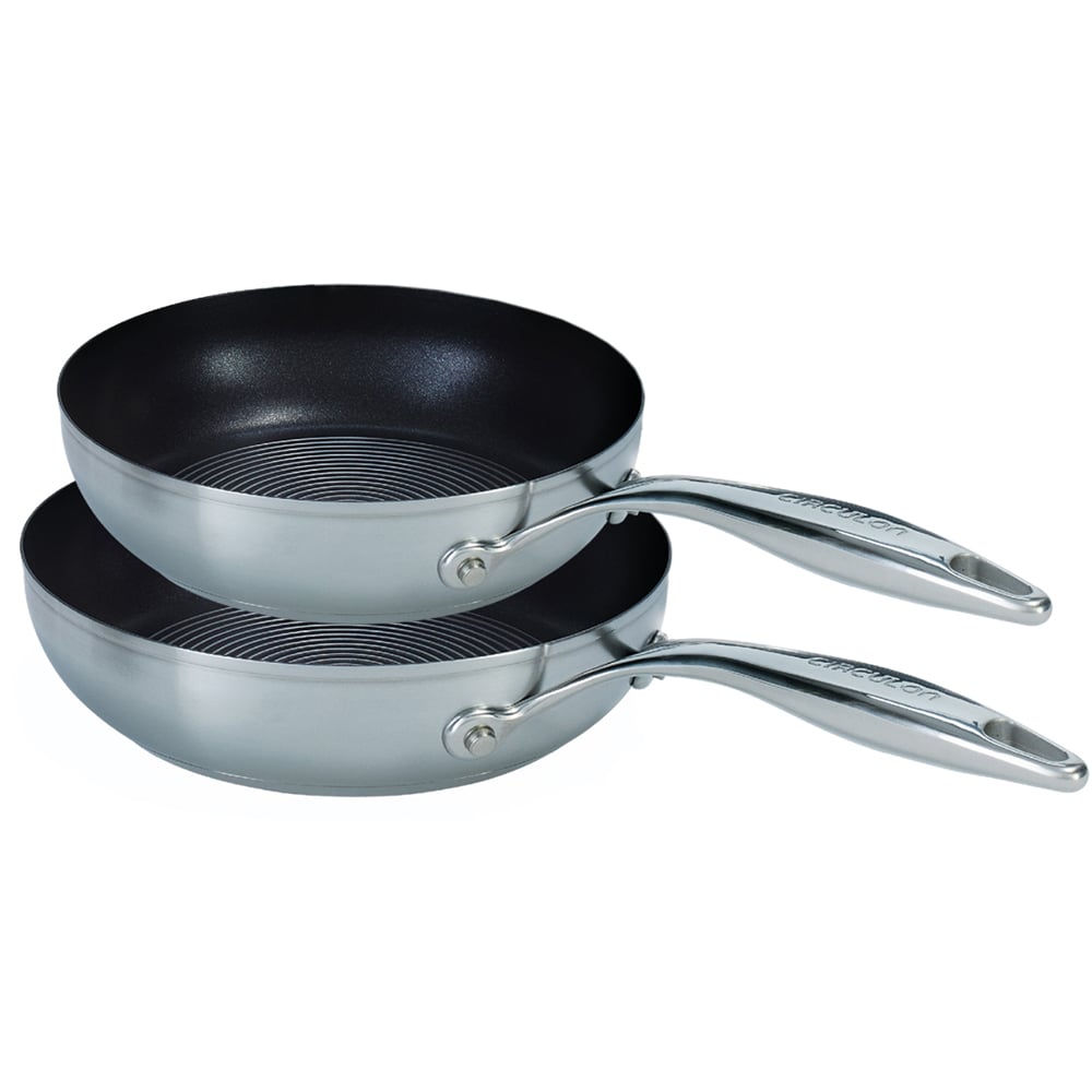 Circulon Steel Shield S Series Nonstick Stainless Steel Frying Pan Set of 2 Image 1