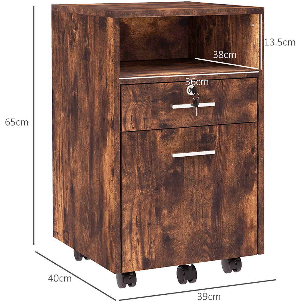 Portland Vinsetto Rustic Brown Lockable Filing Cabinet Image 8