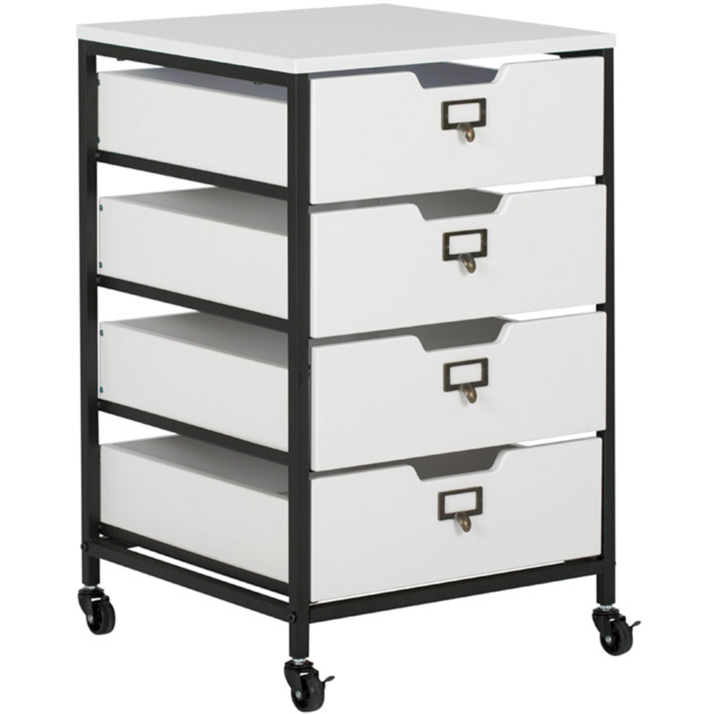 Sewing Online 10224 4 Drawer White with Black Frame Mobile Storage Organiser Image 2