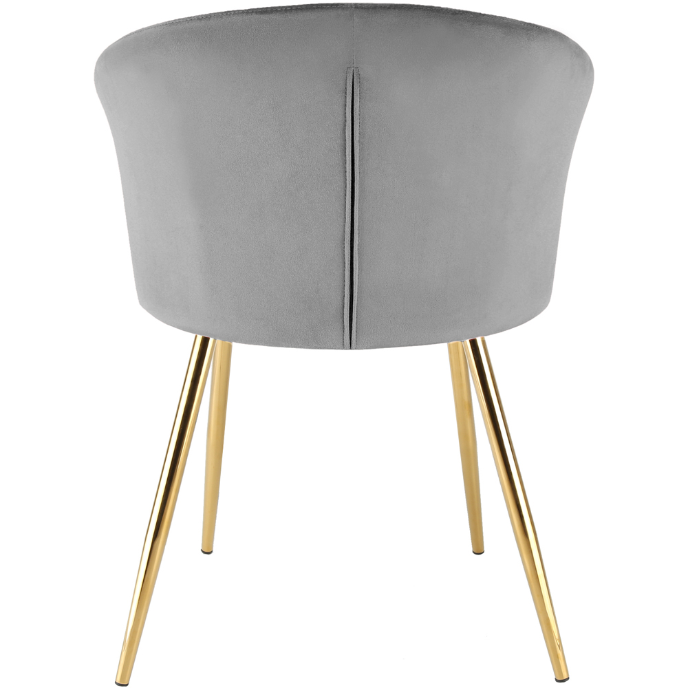 Ella Dining Accent Chair Velvet Upholstery - Grey (Gold Legs) Image 6
