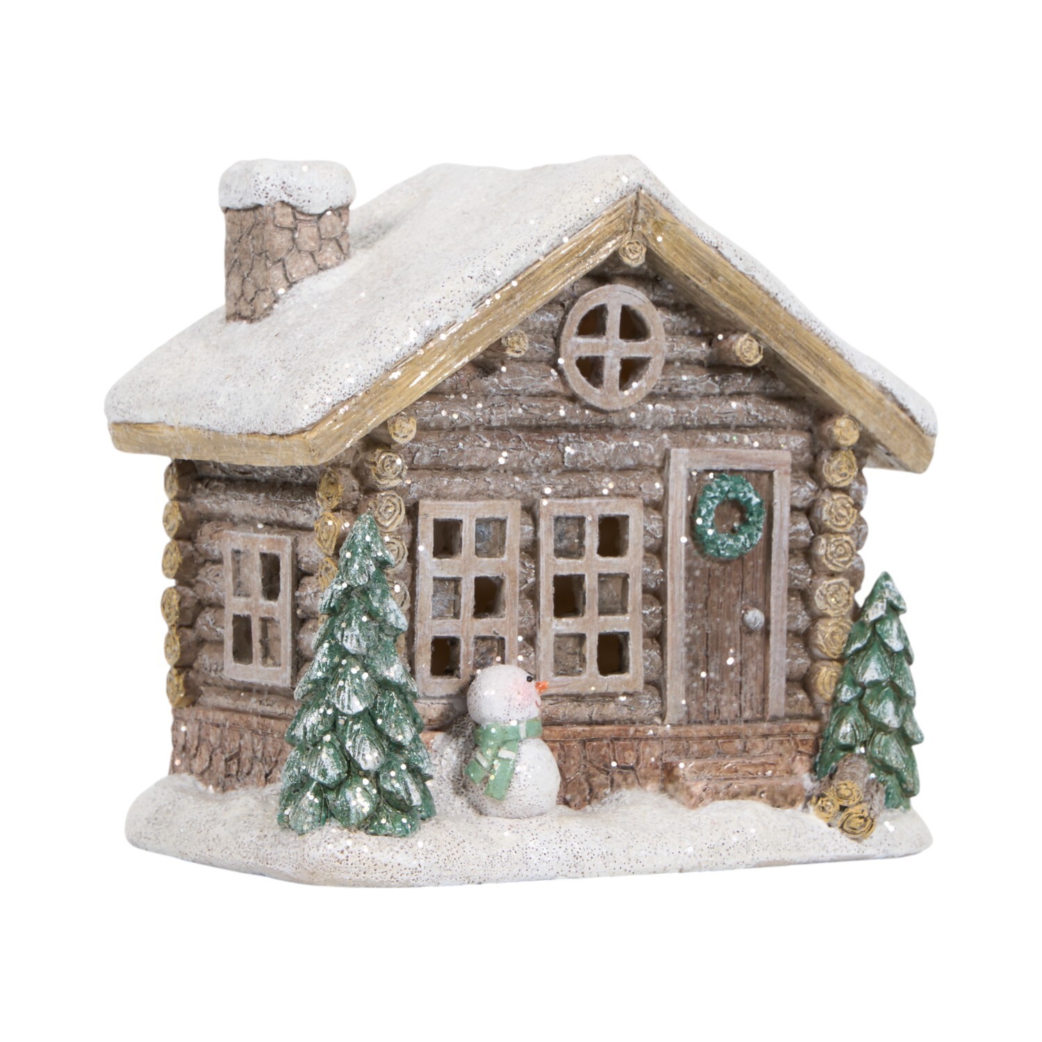 LED Christmas Cabin Brown Image 3