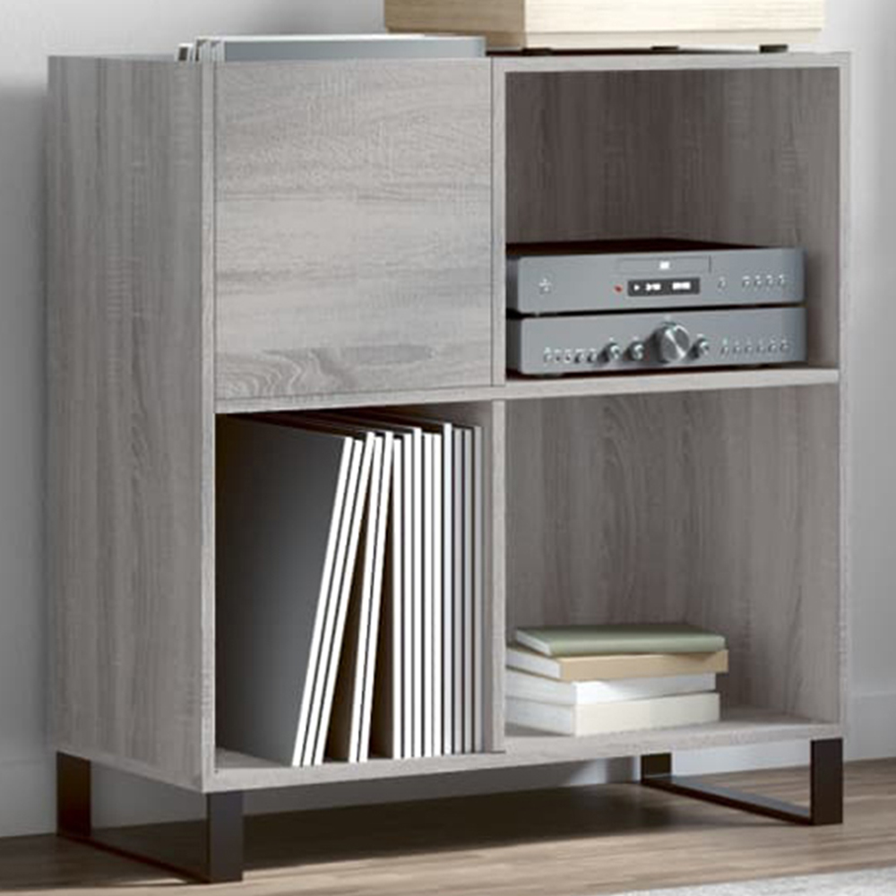 vidaXL 3 Shelf Grey Sonoma Square Record Cabinet Image 1