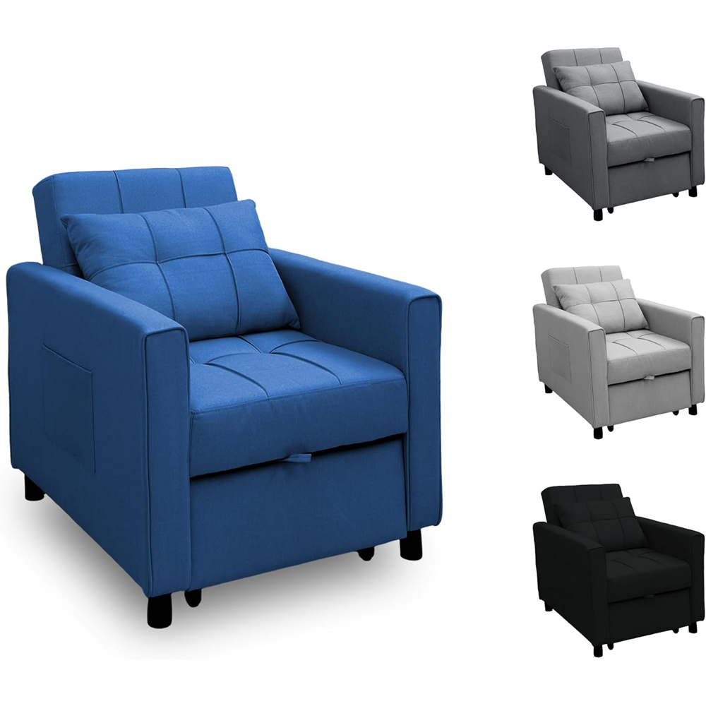Alivio Singel Seater 3-in-1 Blue Convertible Sofa Bed Chair Image 2
