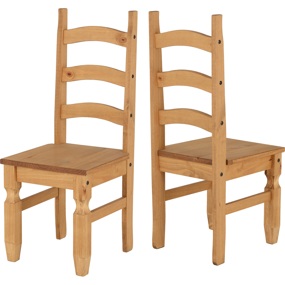 Seconique Corona Set of 2 Distressed Waxed Pine Dining Chair Image 2
