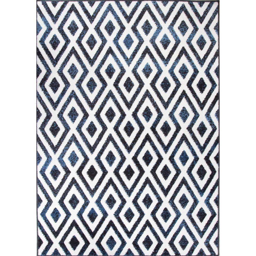 Kukoon Enzo Gigi Black and White Diamond Soft Shaggy Rug 60 x 110cm Image 2