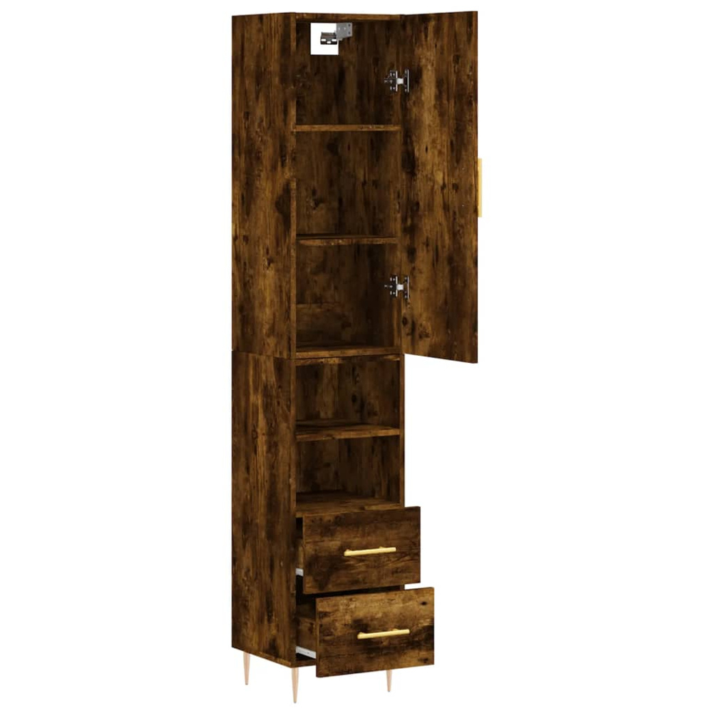 vidaXL Single Door 2 Drawer 2 Shelf Smoked Oak Highboard Image 4