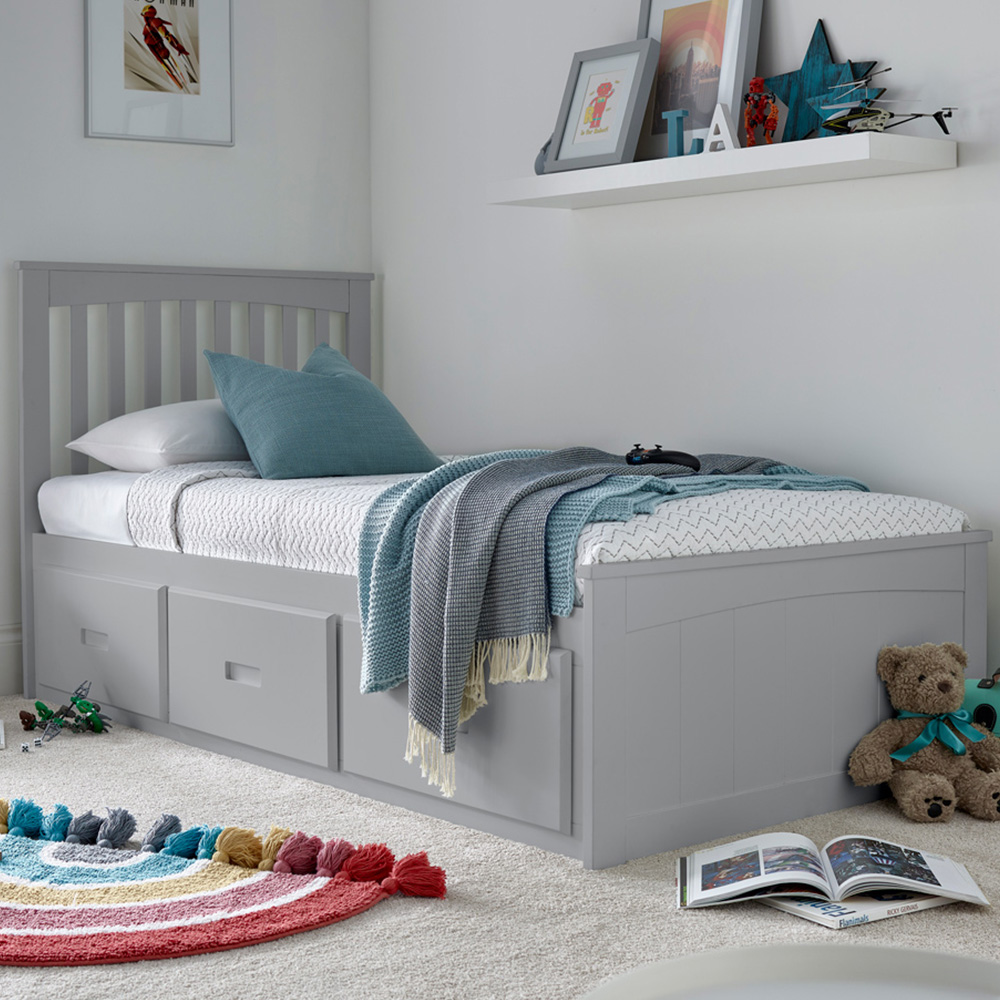 Bedmaster Quest Grey 3 Drawer Wooden Bed with Pocket Mattress Image 1