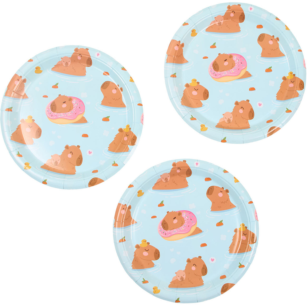 Pack of 10 Capybara Paper Plates Blue Image 4