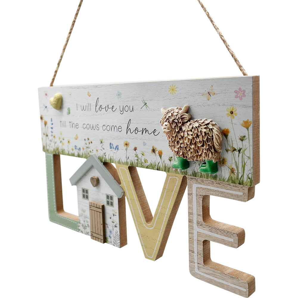 Highland Cow Hanging Love Sign Image 2