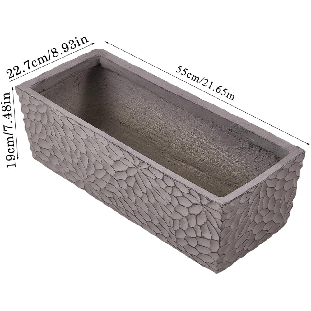 Living and Home Charcoal Grey Rectangle Cement Planter with Drainage Holes 55 x 22.7cm Image 6