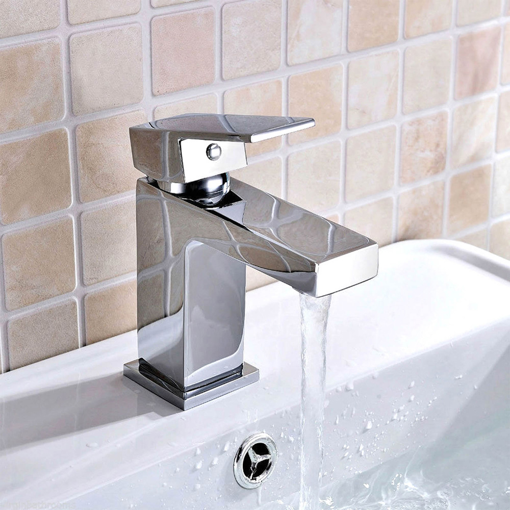 Nes Home Brayton Chrome Square Bath Shower Mixer and Basin Mono Tap Image 3