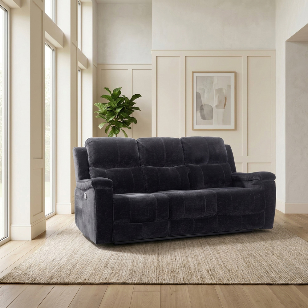 Ledbury 3 Seater Recliner Sofa Black Image 3