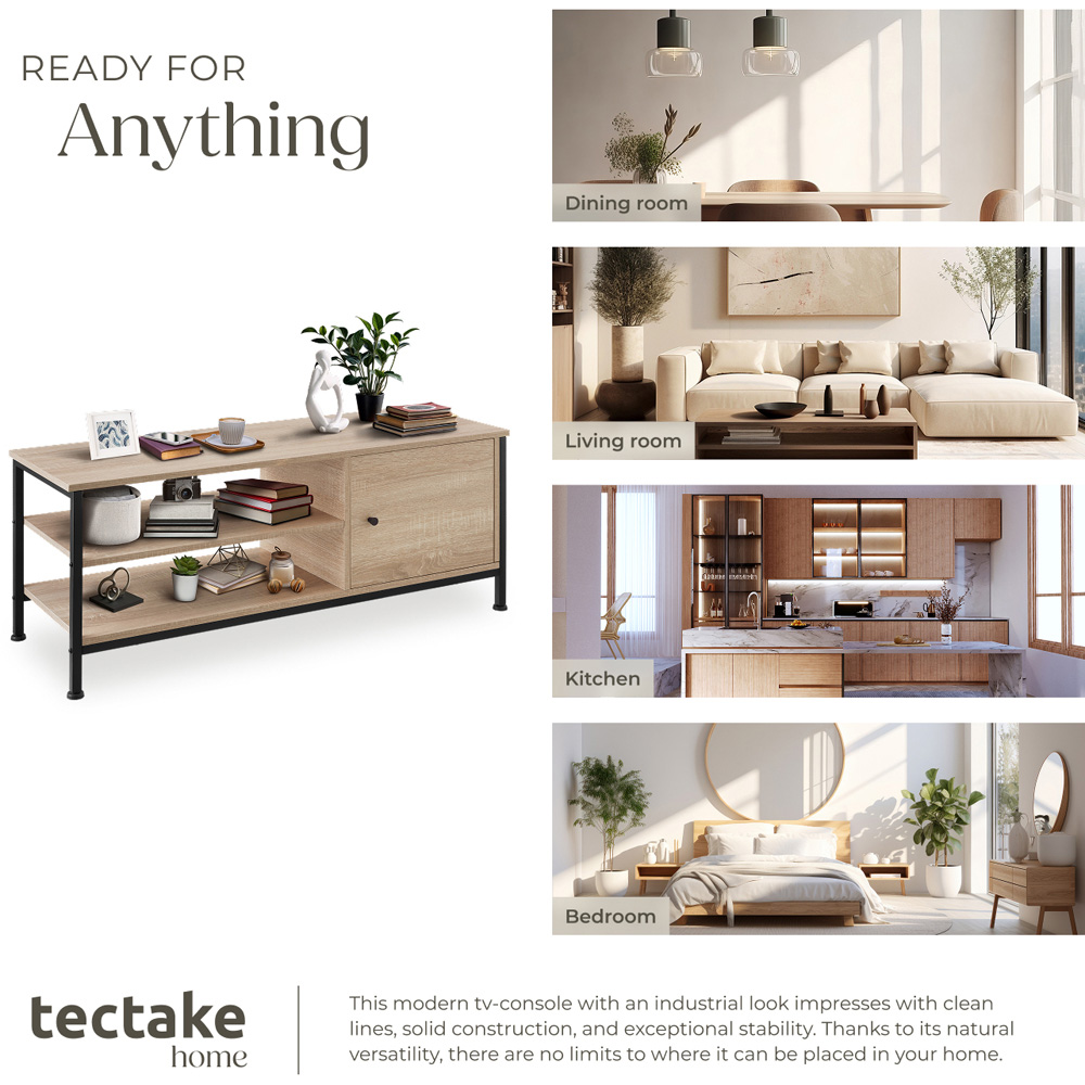 Tectake Durban Single Door 2 Shelf Sonoma Oak TV Stand Image 7