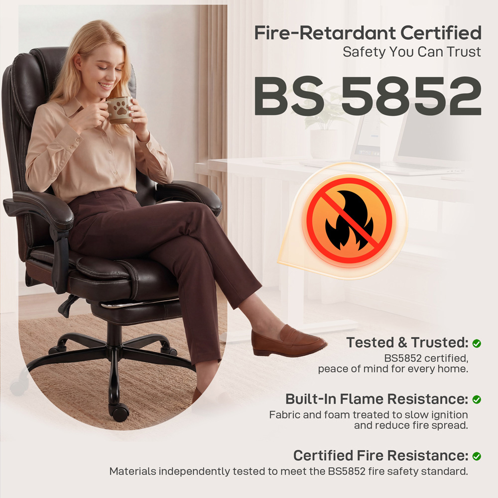 HOMCOM Brown High Back Home Office Reclining Chair Image 8