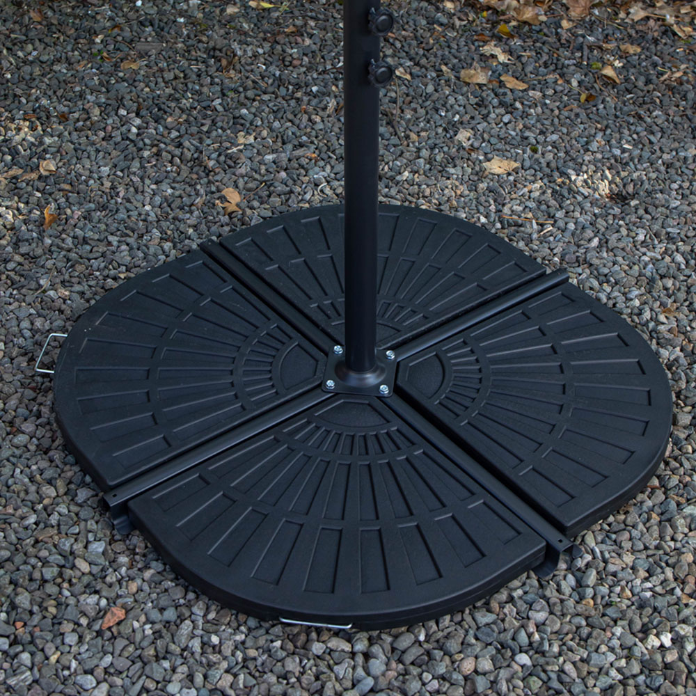 Samuel Alexander 4 Person Round Glass Top Garden Dining Set with Grey Banana Parasol Image 5