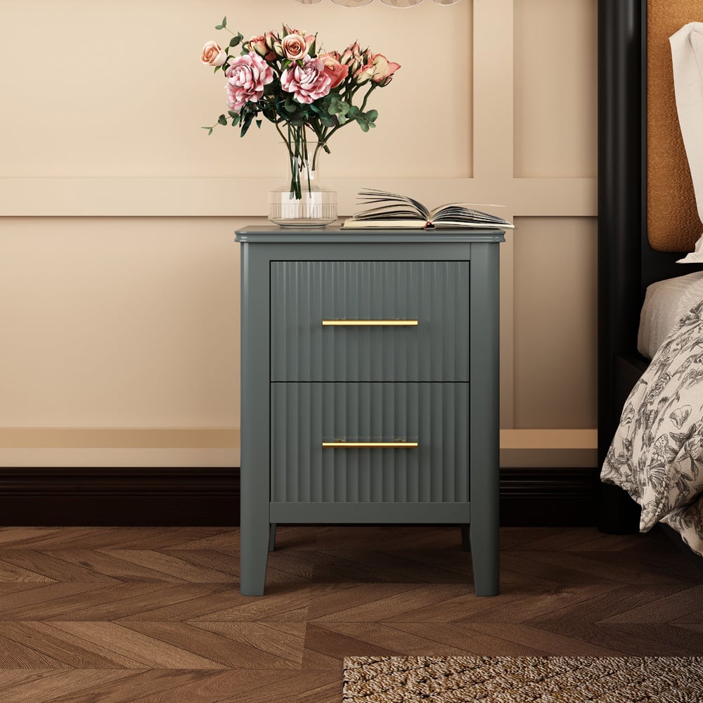 Fregona 2 Drawer Grey Bedside Table Image 6