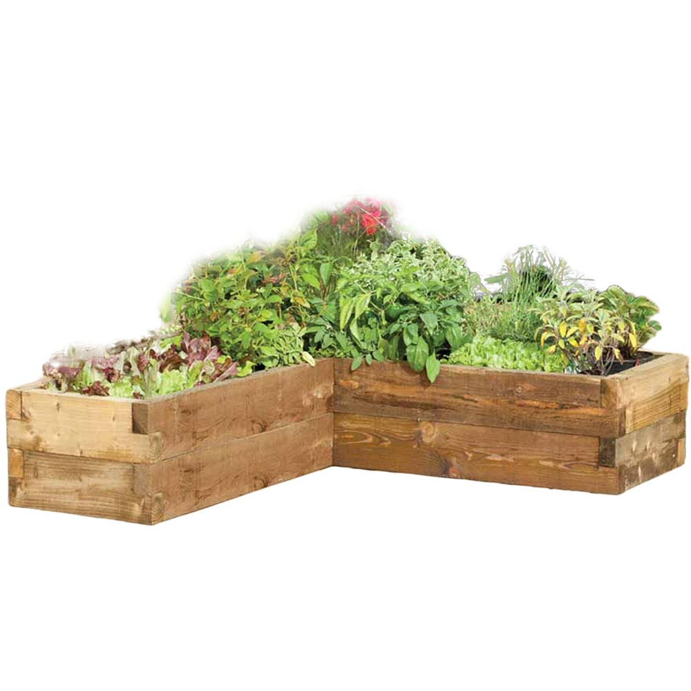 Forest Garden Timber Outdoor Caledonian Corner Raised Planter Bed Image 1
