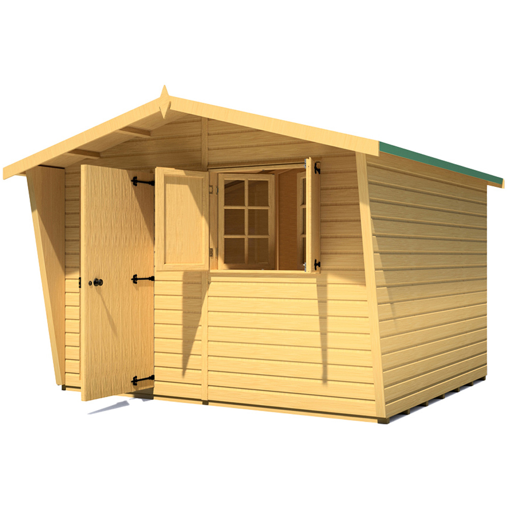 Shire 10 x 8ft Shiplap Style D Security Cabin Apex Garden Shed Image 3