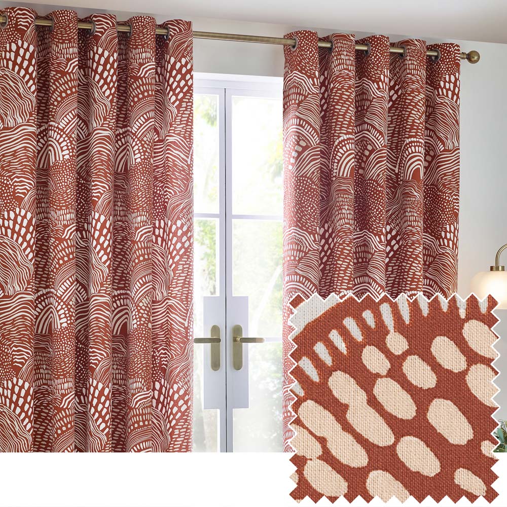 Hoem Nola Chestnut Abstract Eyelet Curtains 229 x 229cm Image 5