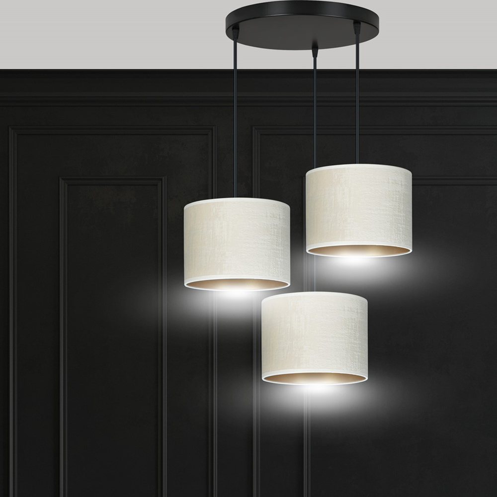 Emibig Hilde 3 Light White Shade Black E27 Ceiling Pendant Light Image 7