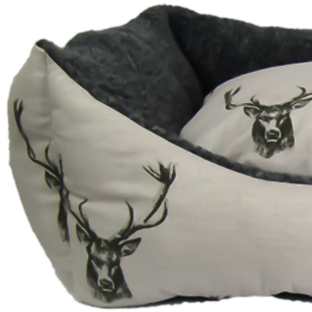 Snug & Cosy Large Rectangle Stag Print Dog Bed Image 2